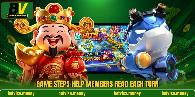 Game steps help members read each turn