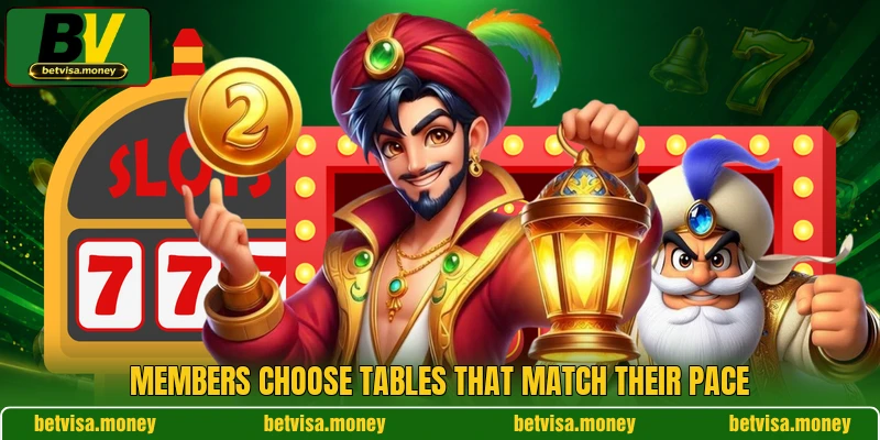 Members choose tables that match their pace